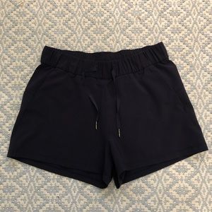 Navy Lululemon On the Fly Shorts
